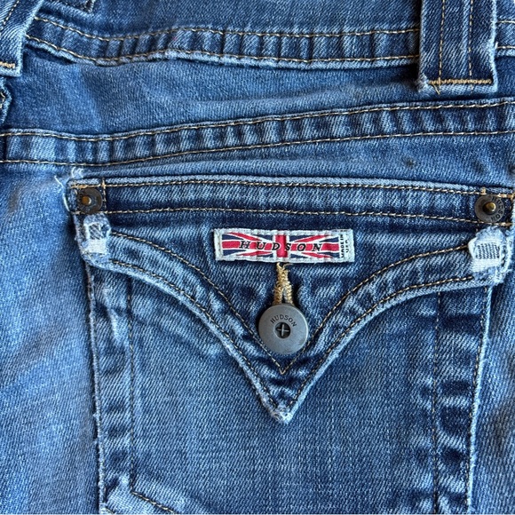 Hudson Jeans Blue Jean Shorts Frayed Hem Low Rise Size 26 - Picture 5 of 10